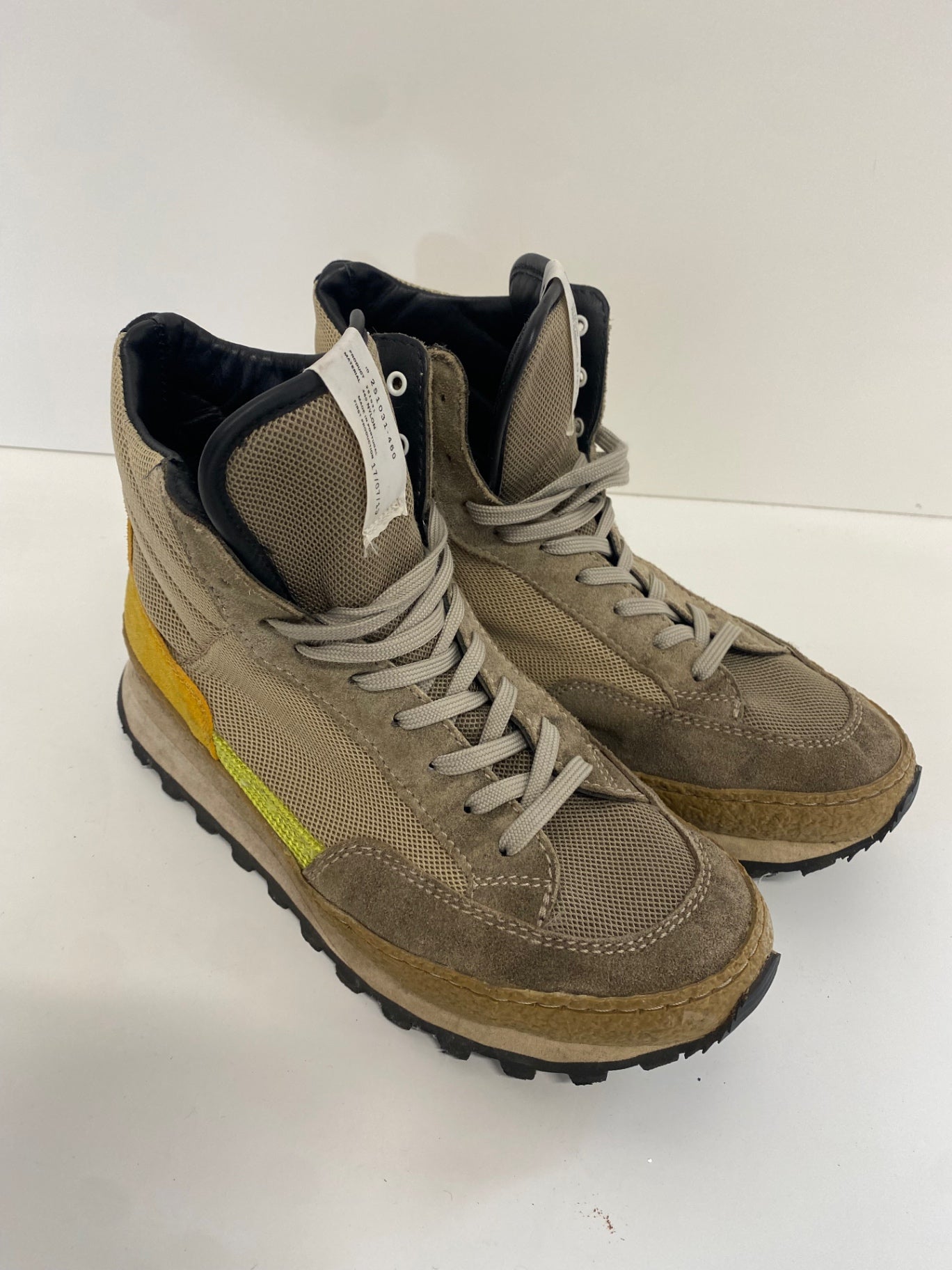 Fabulous Arket Sneakers UK6 Beige and yellow Hi top jogger Gorpcore Urban SN593
