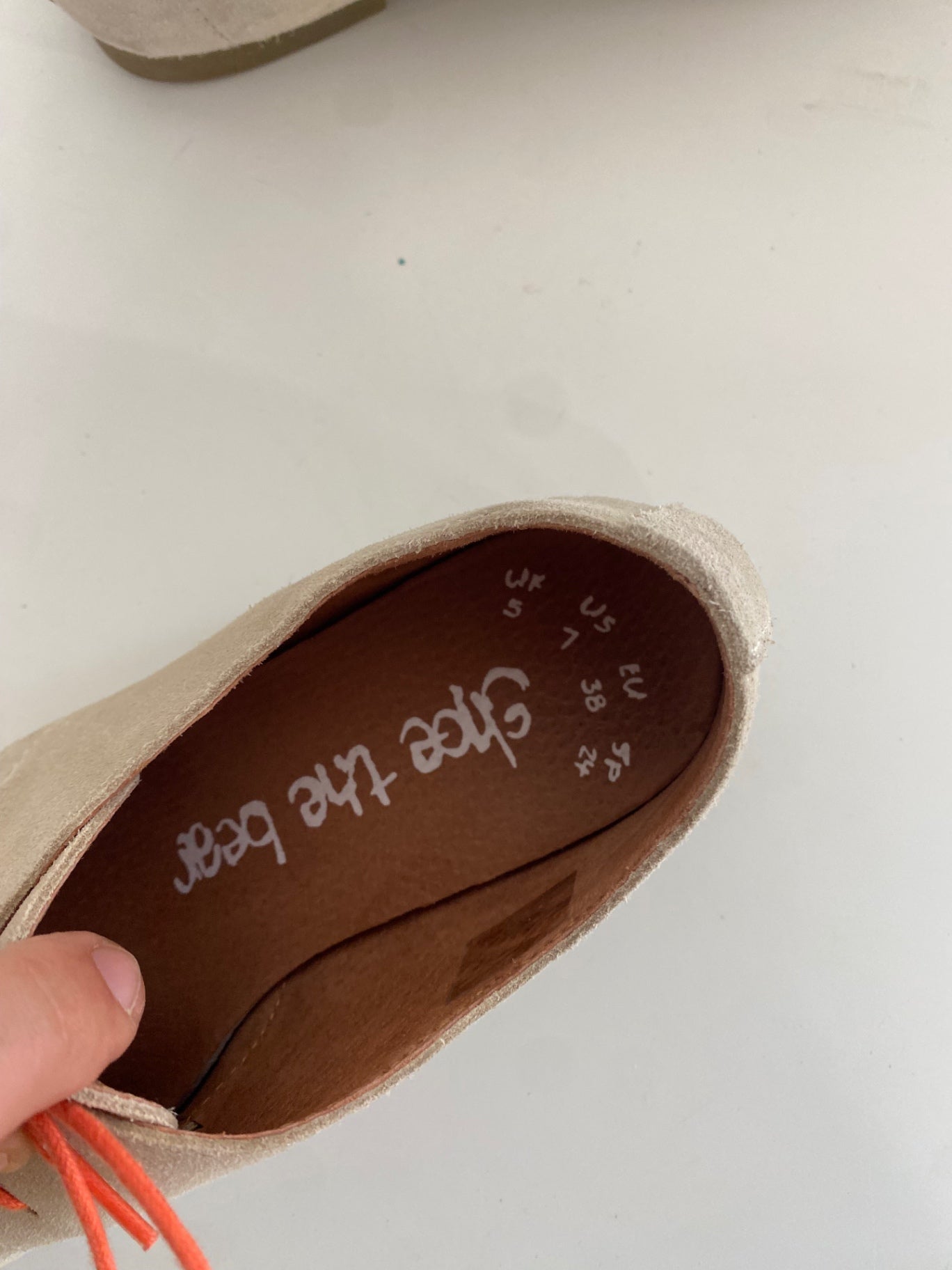 Fabulous Shoe The Bear Flat Shoes suede UK5 Beige flats laced cottagecore SN593