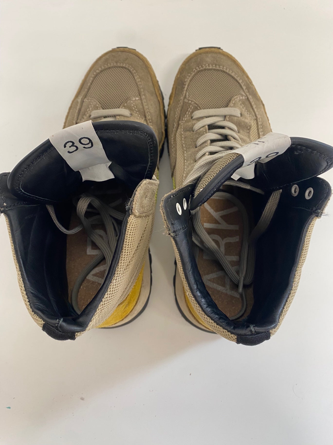 Fabulous Arket Sneakers UK6 Beige and yellow Hi top jogger Gorpcore Urban SN593