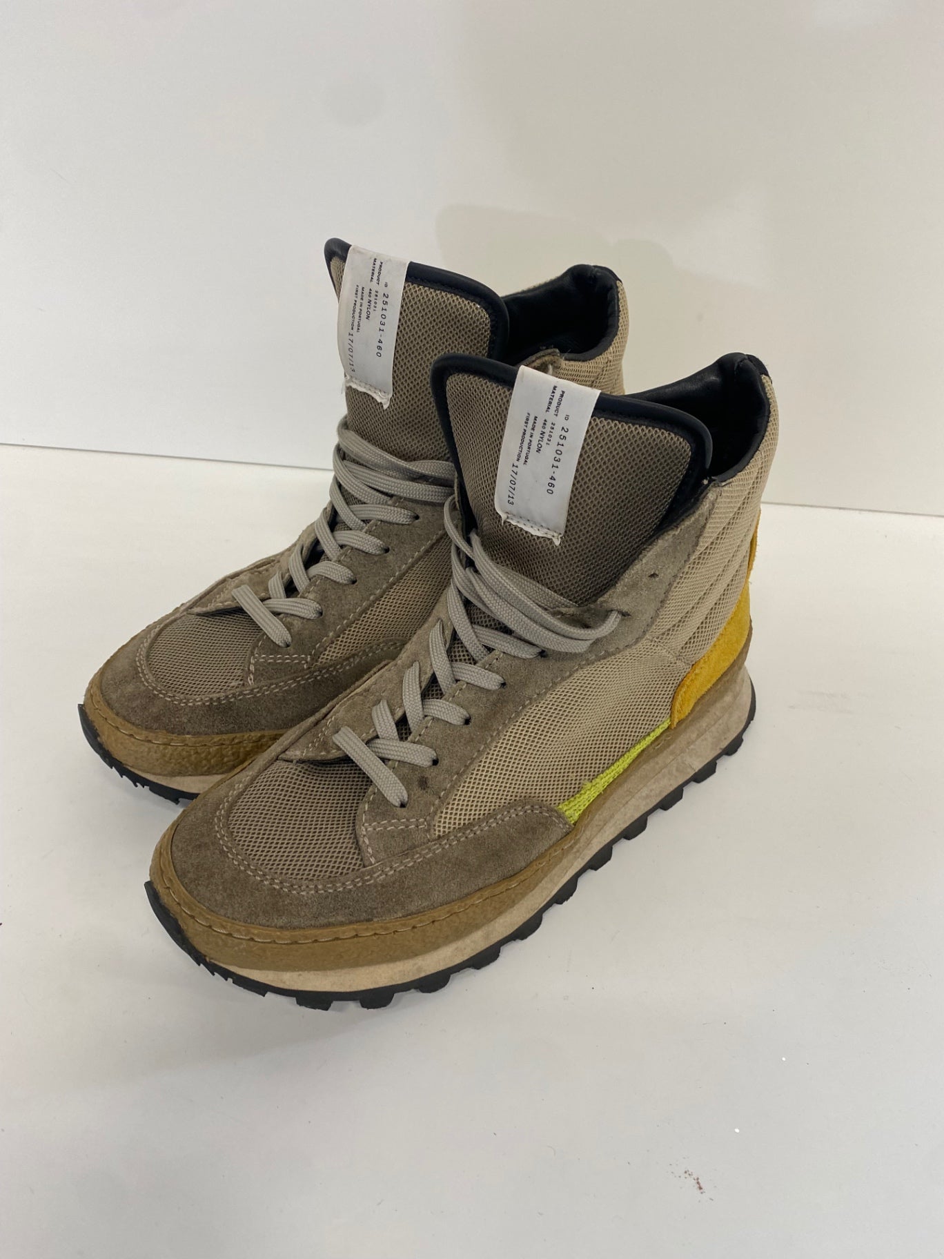 Fabulous Arket Sneakers UK6 Beige and yellow Hi top jogger Gorpcore Urban SN593