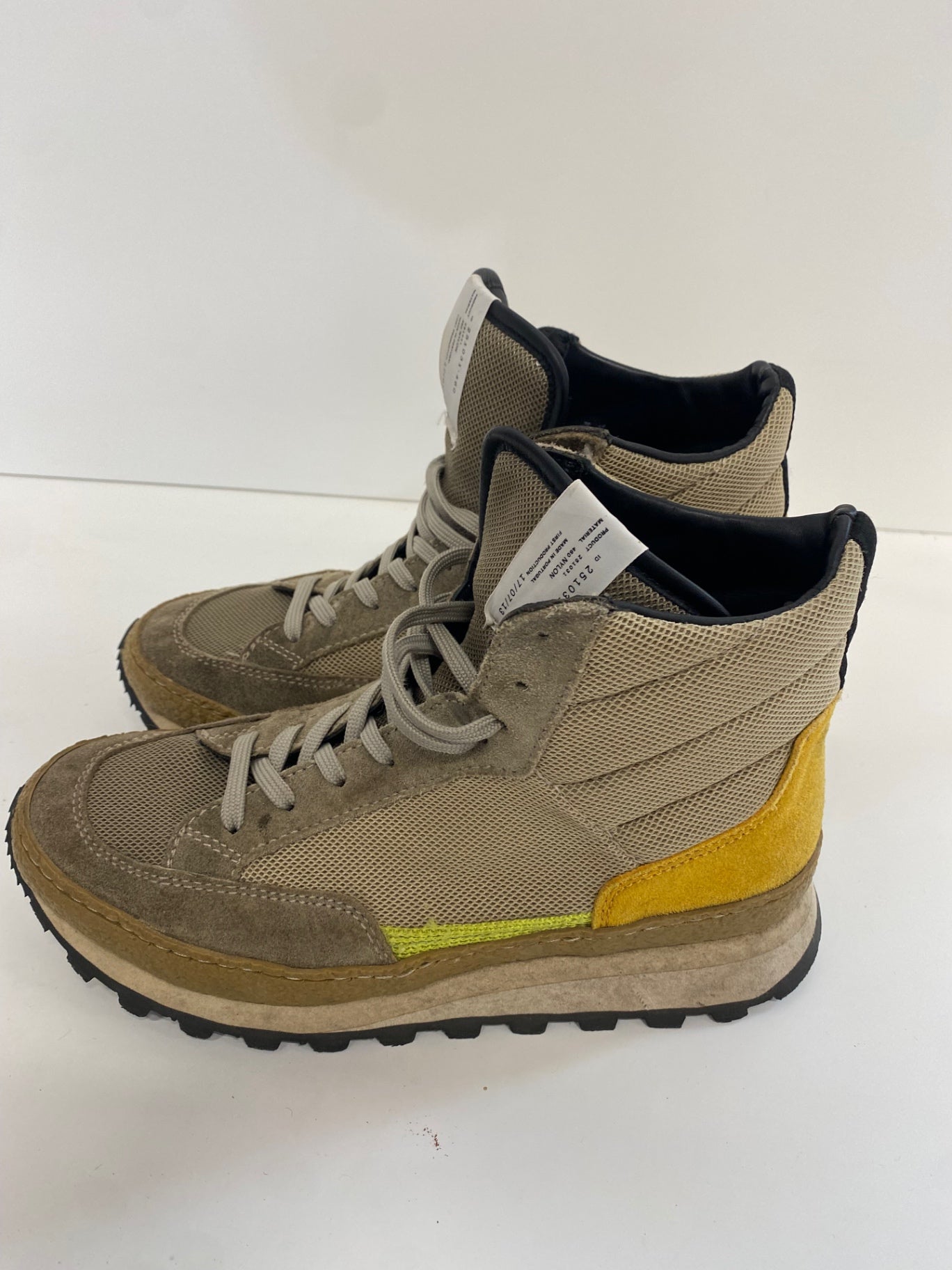 Fabulous Arket Sneakers UK6 Beige and yellow Hi top jogger Gorpcore Urban SN593