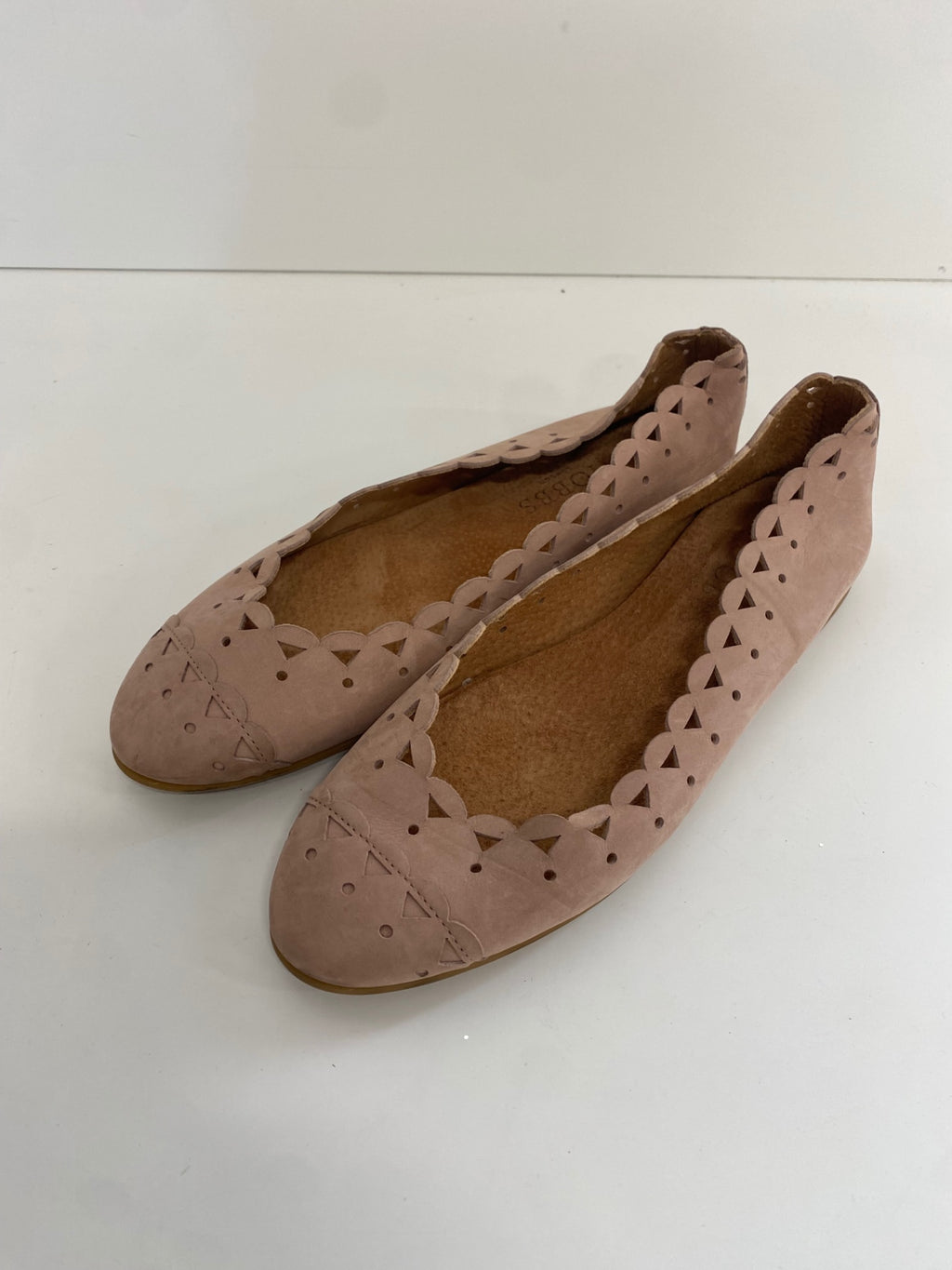 Fabulous Hobbs suede Ballet Flats UK4 Blush Pink Cottagecore SN593