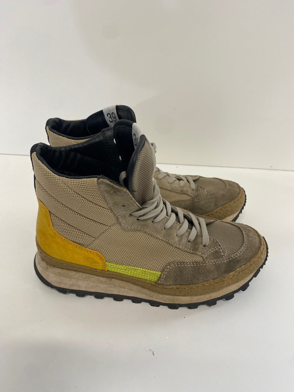 Fabulous Arket Sneakers UK6 Beige and yellow Hi top jogger Gorpcore Urban SN593