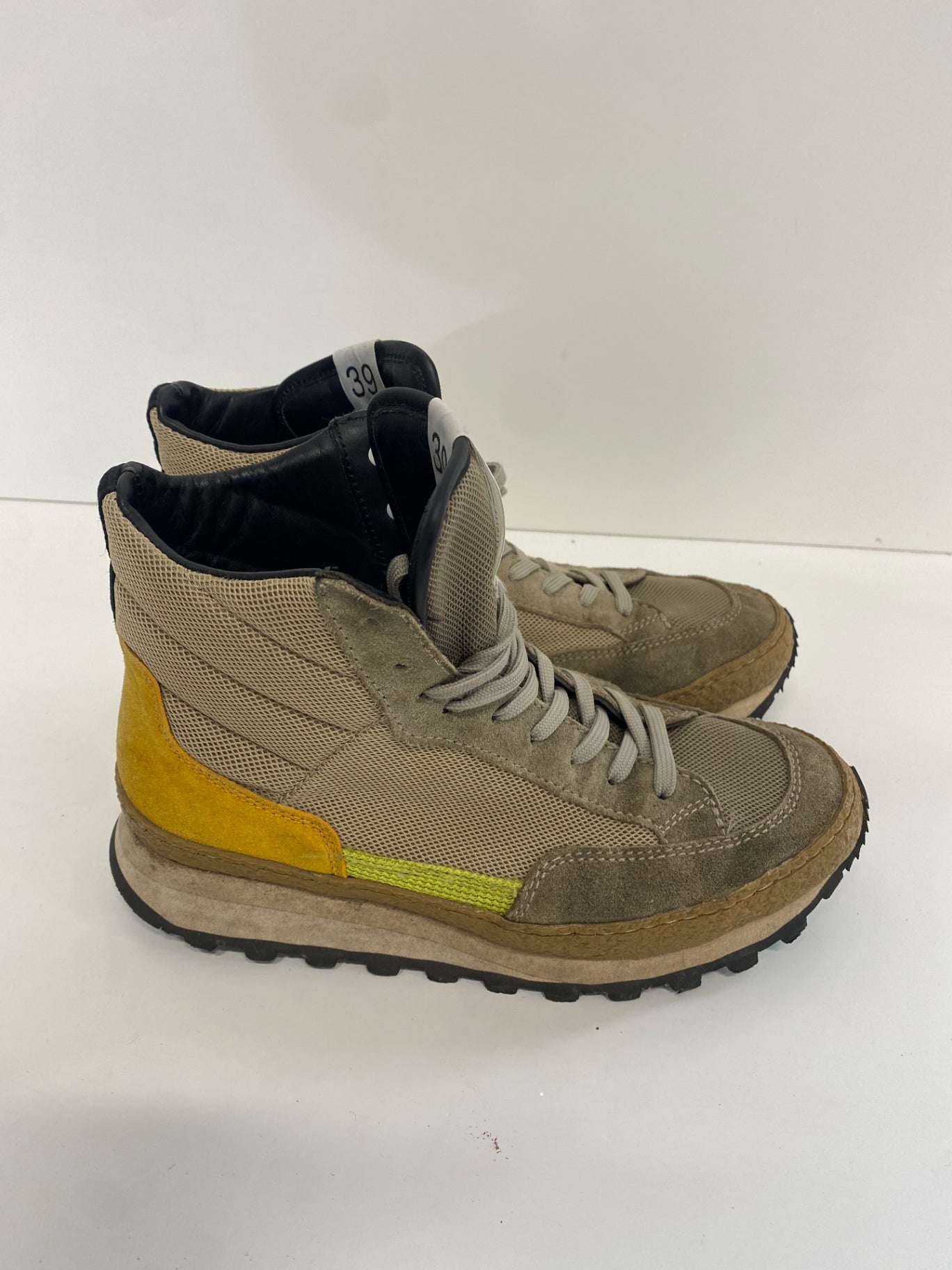 Fabulous Arket Sneakers UK6 Beige and yellow Hi top jogger Gorpcore Urban SN593