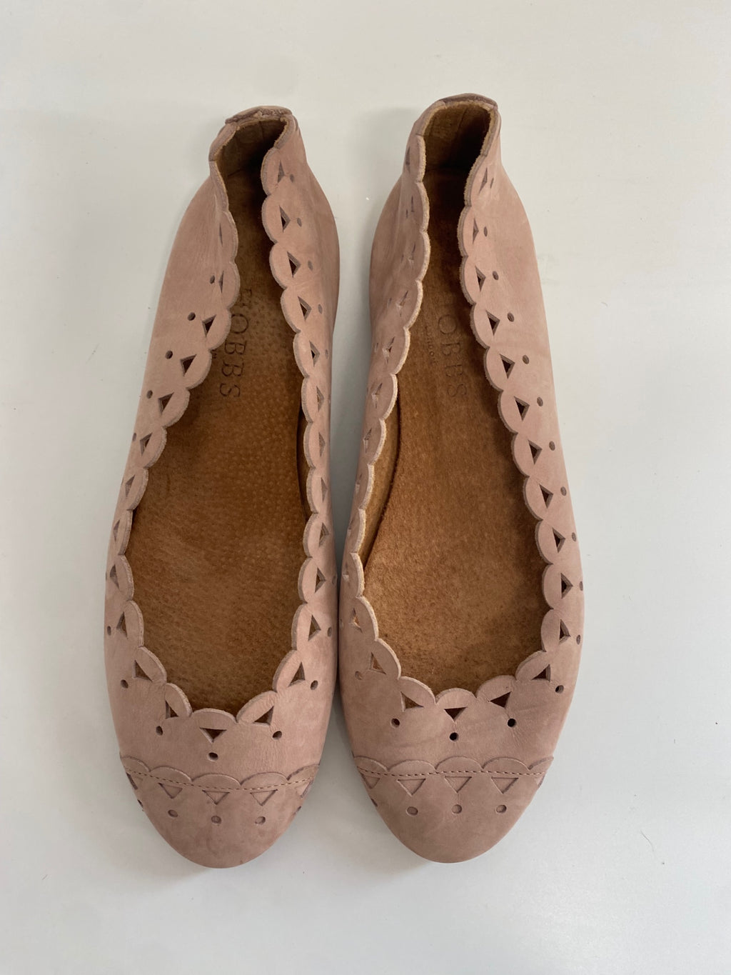 Fabulous Hobbs suede Ballet Flats UK4 Blush Pink Cottagecore SN593