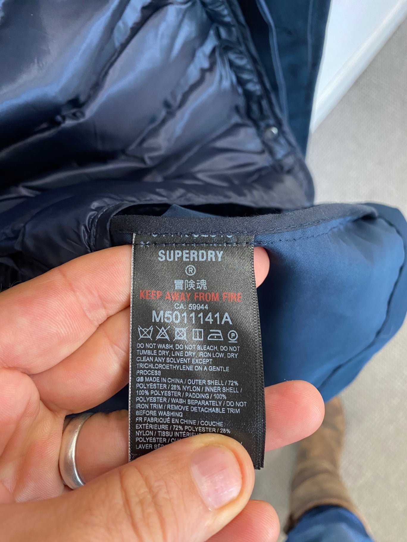 Fabulous Superdry Rain coat 2XL Navy removable liner classic styling NK596