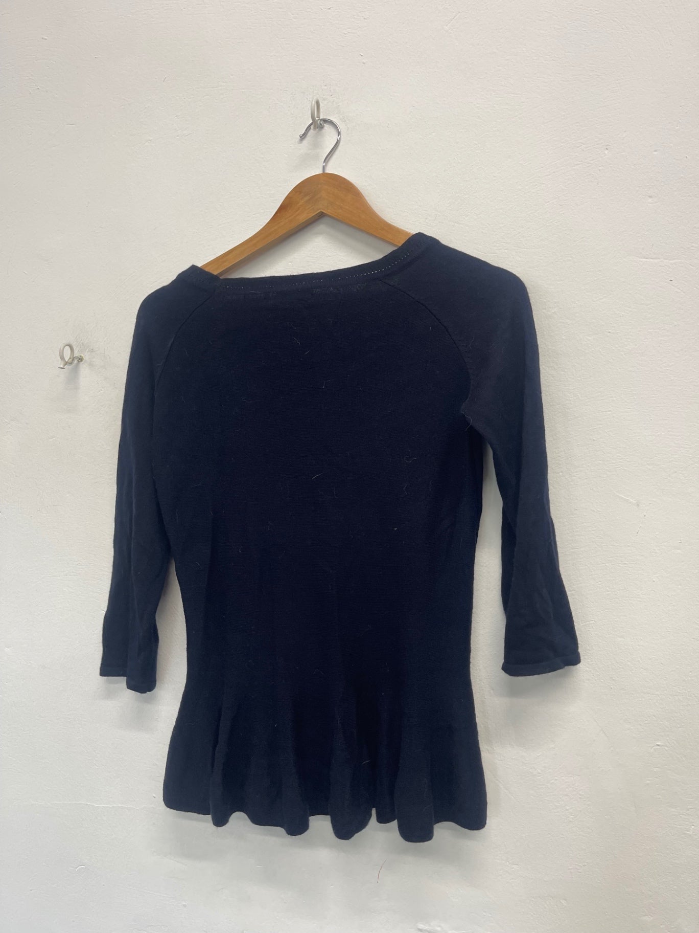 Fabulous HOBBS peplum knit wool blend soft Sweater Uk14 Navy NK596