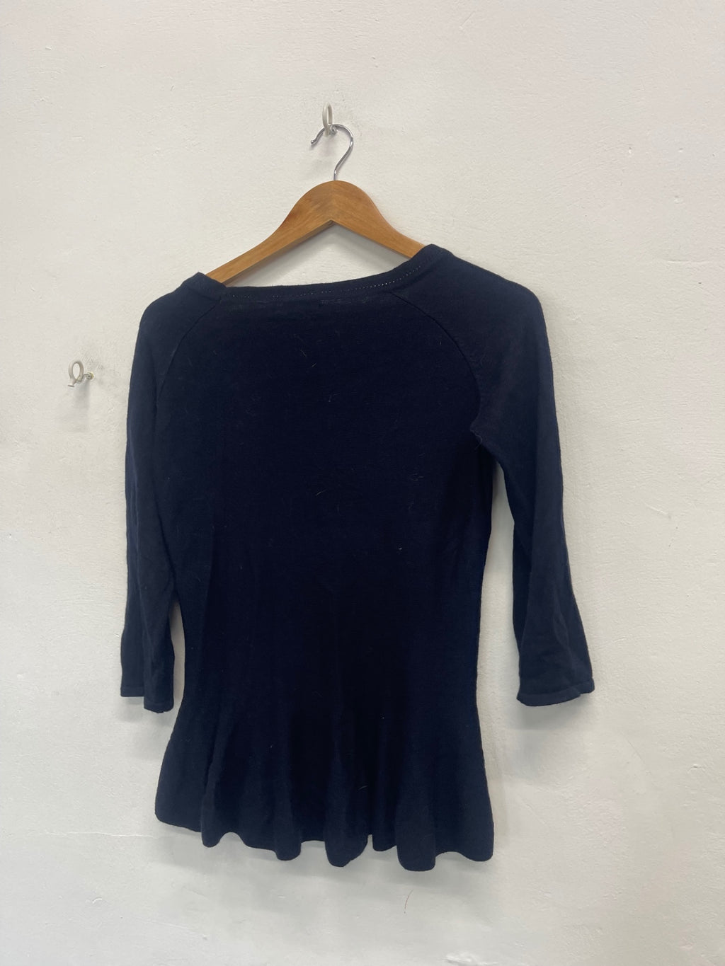 Fabulous HOBBS peplum knit wool blend soft Sweater Uk14 Navy NK596