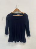 Fabulous HOBBS peplum knit wool blend soft Sweater Uk14 Navy NK596