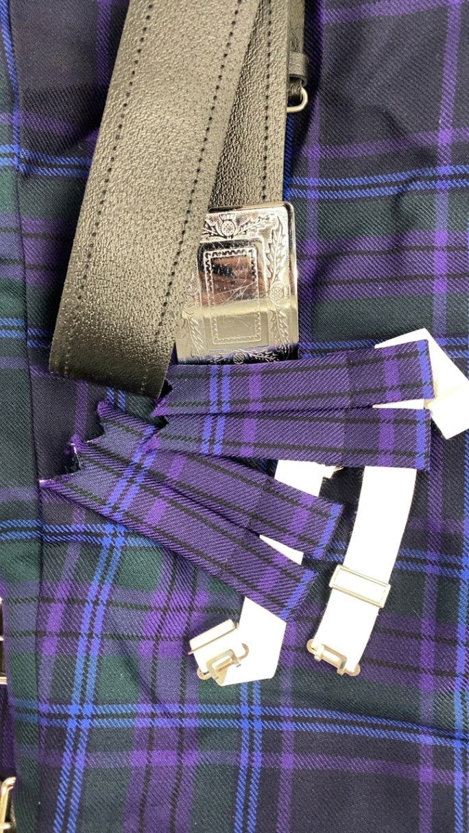 Classic Spirit of Scotland Rothbury Kilts Tartan Kilt W38” Purple Green blue SH597