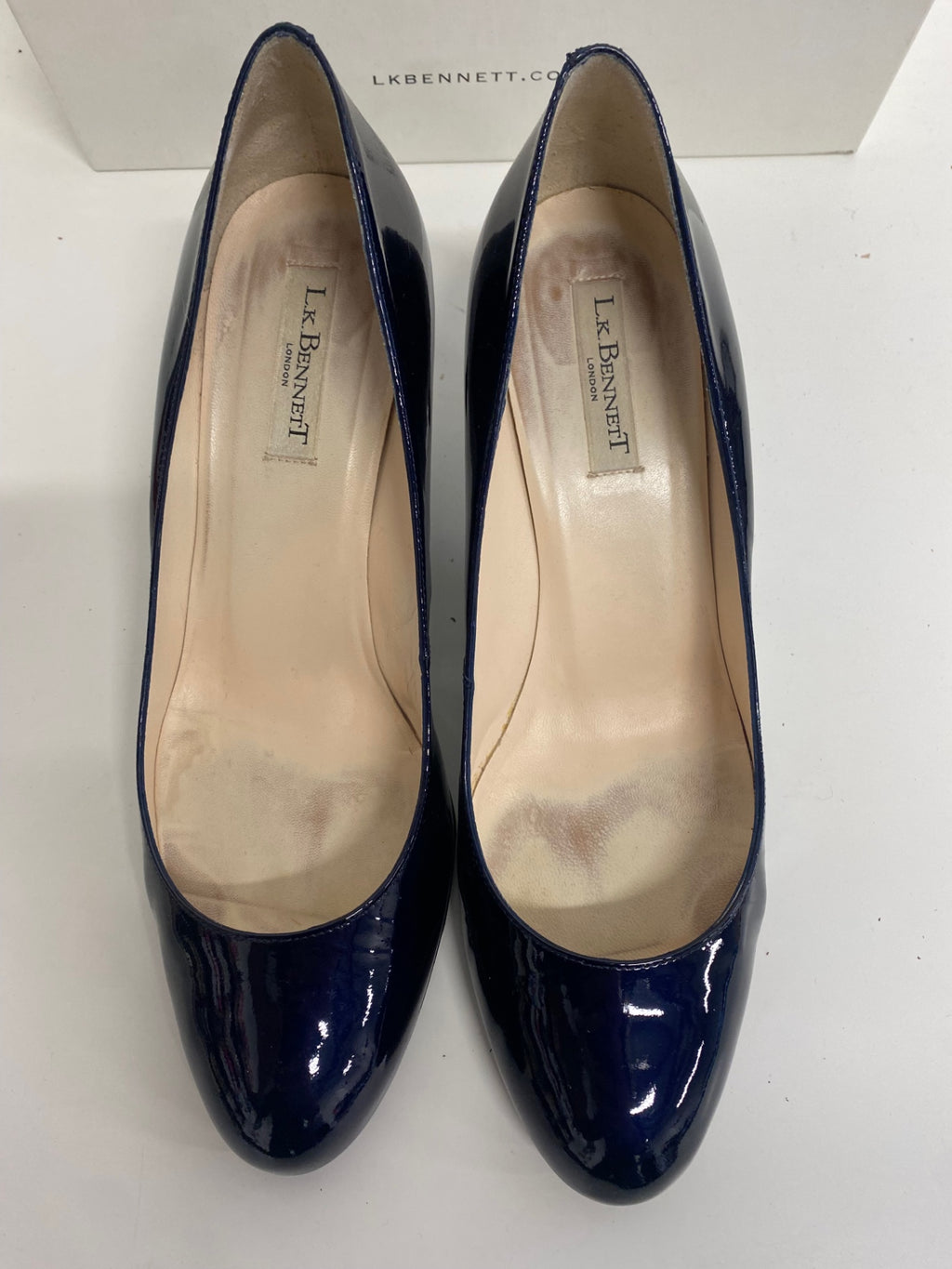 Fabulous L.K. Bennett Court Shoes Sabira UK7 Navy Blue mid heel classic SH599