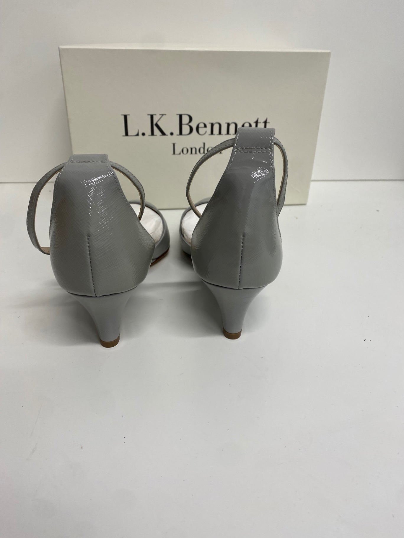 Fabulous L.K. Bennett Shoes UK7 Grey Alex Saffiano Mist wedge SH599