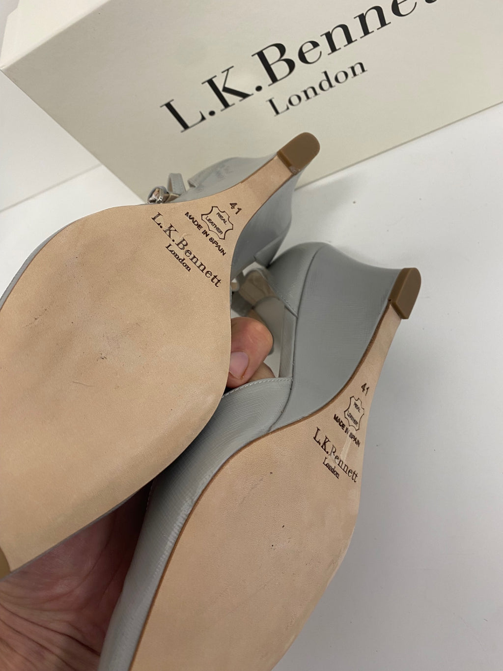 Fabulous L.K. Bennett Shoes UK7 Grey Alex Saffiano Mist wedge SH599