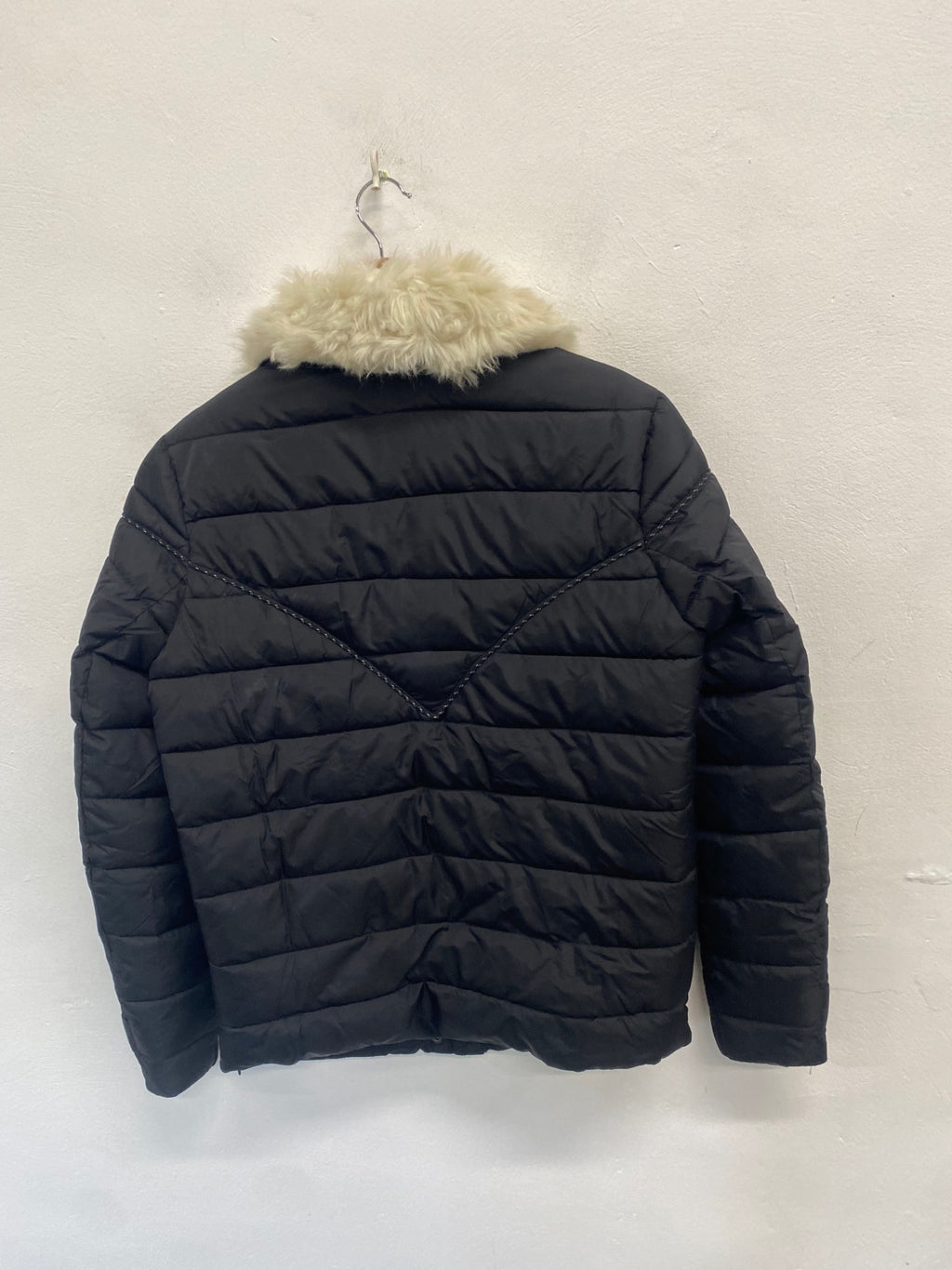 Fabulous HUNTER Astro Puffer Jacket XS Black faux fur collar SH599