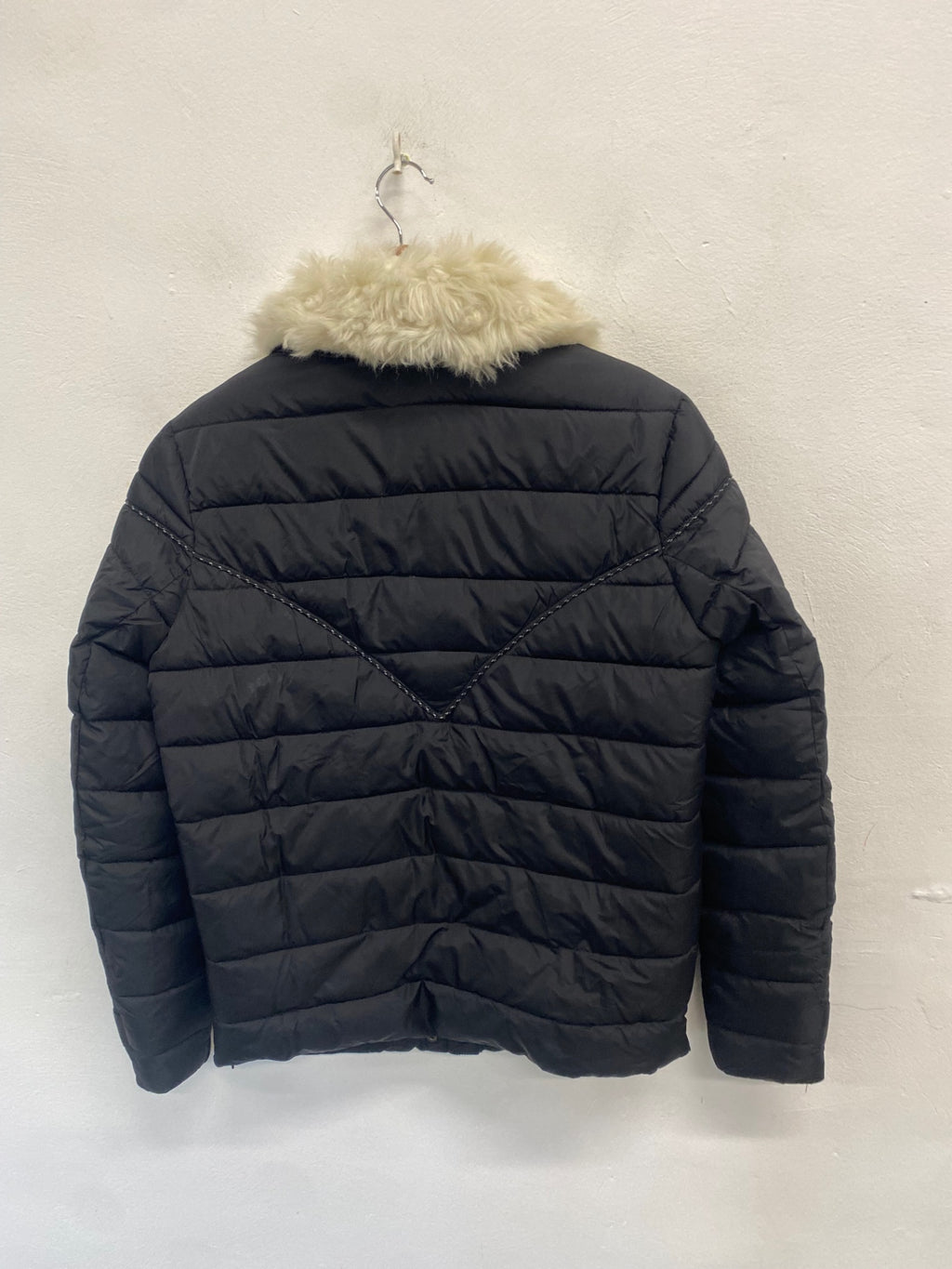 Fabulous HUNTER Astro Puffer Jacket XS Black faux fur collar SH599
