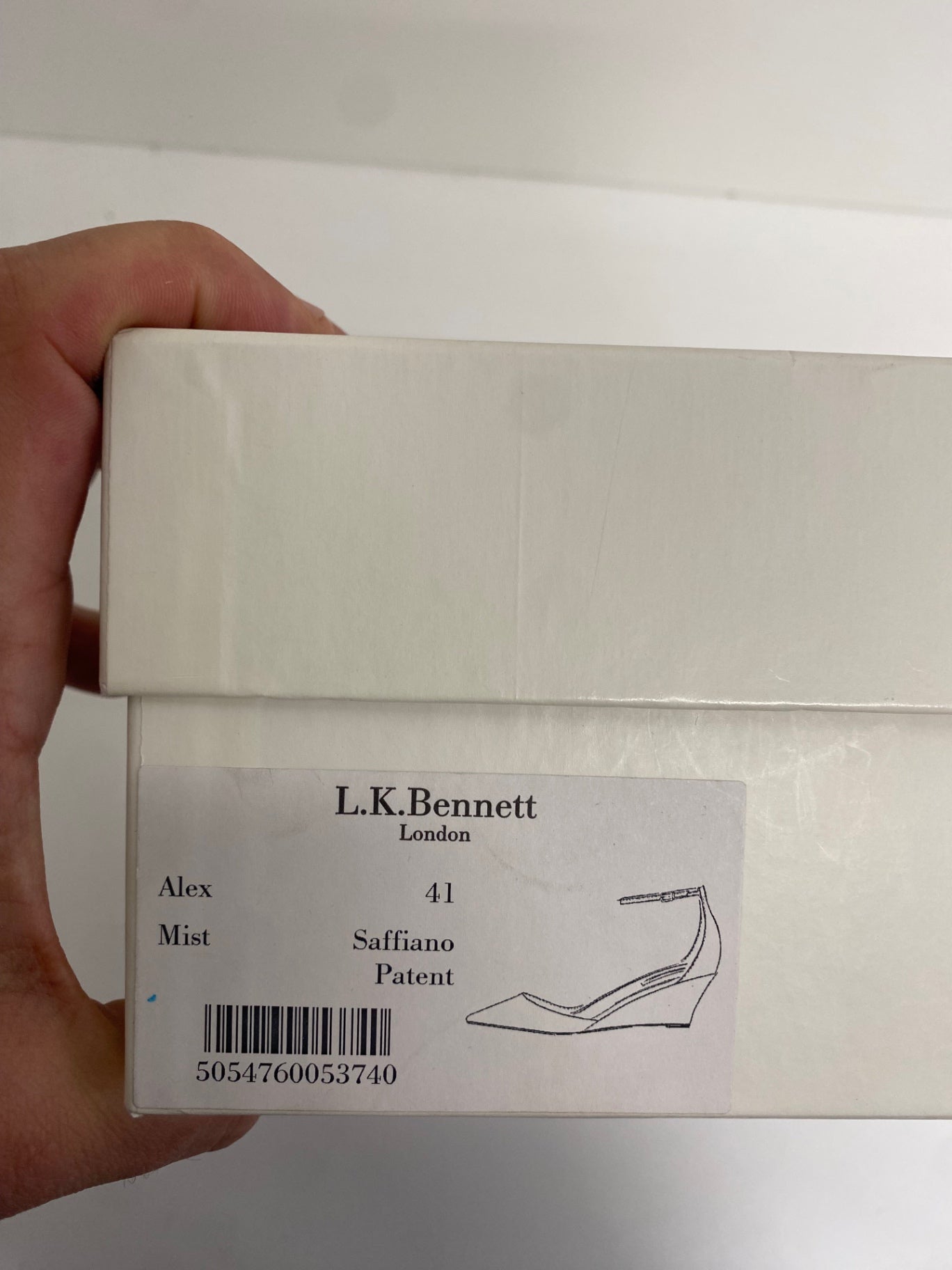 Fabulous L.K. Bennett Shoes UK7 Grey Alex Saffiano Mist wedge SH599