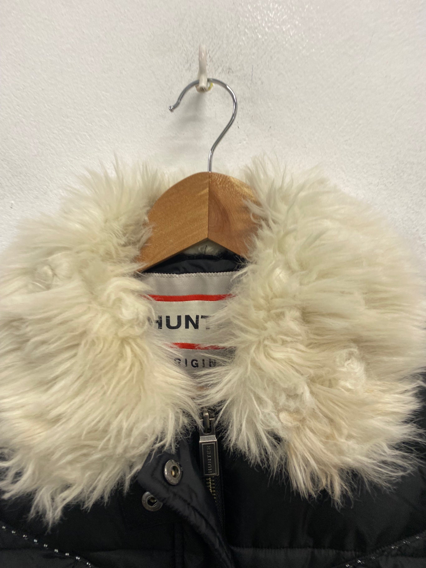 Fabulous HUNTER Astro Puffer Jacket XS Black faux fur collar SH599