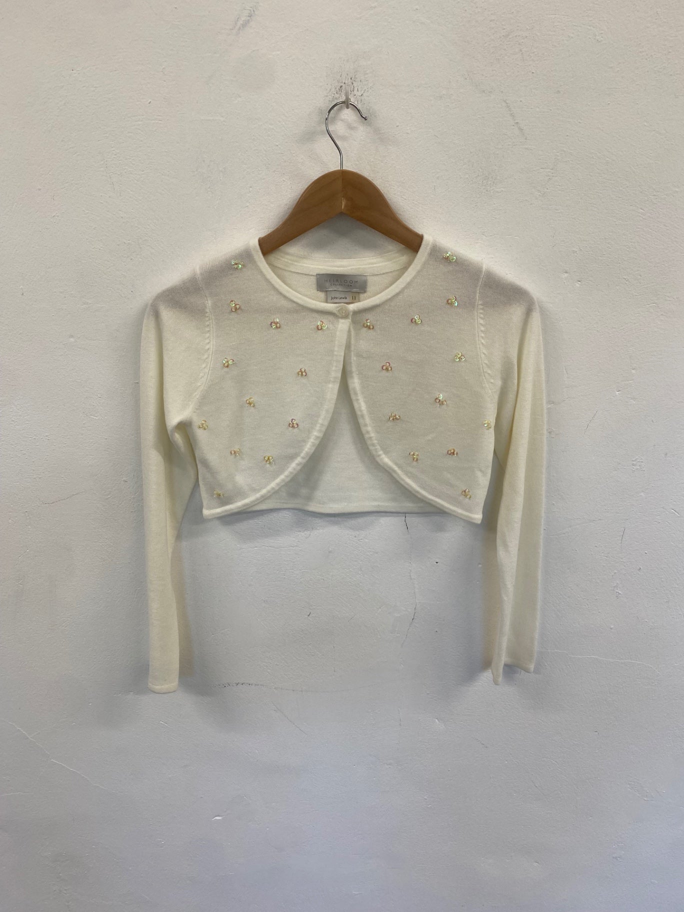 Fabulous John Lewis Heirloom Shrug bolero cardigan 11yrs Cream/Ivory wedding bridesmaid CH600