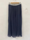 Fabulous Mint Velvet Maxi Skirt UK10 Navy silver lined sheer 