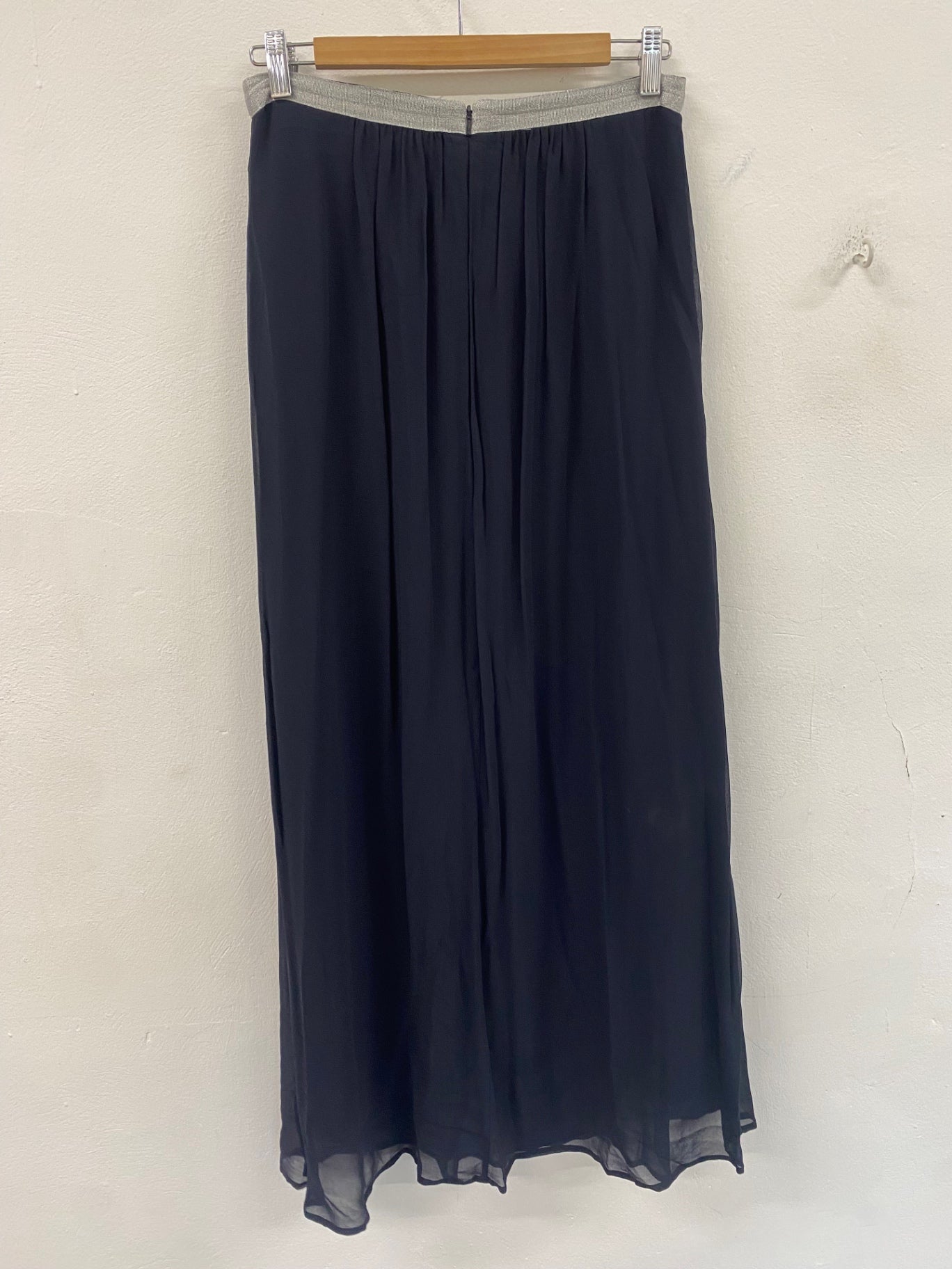 Fabulous Mint Velvet Maxi Skirt UK10 Navy silver lined sheer 