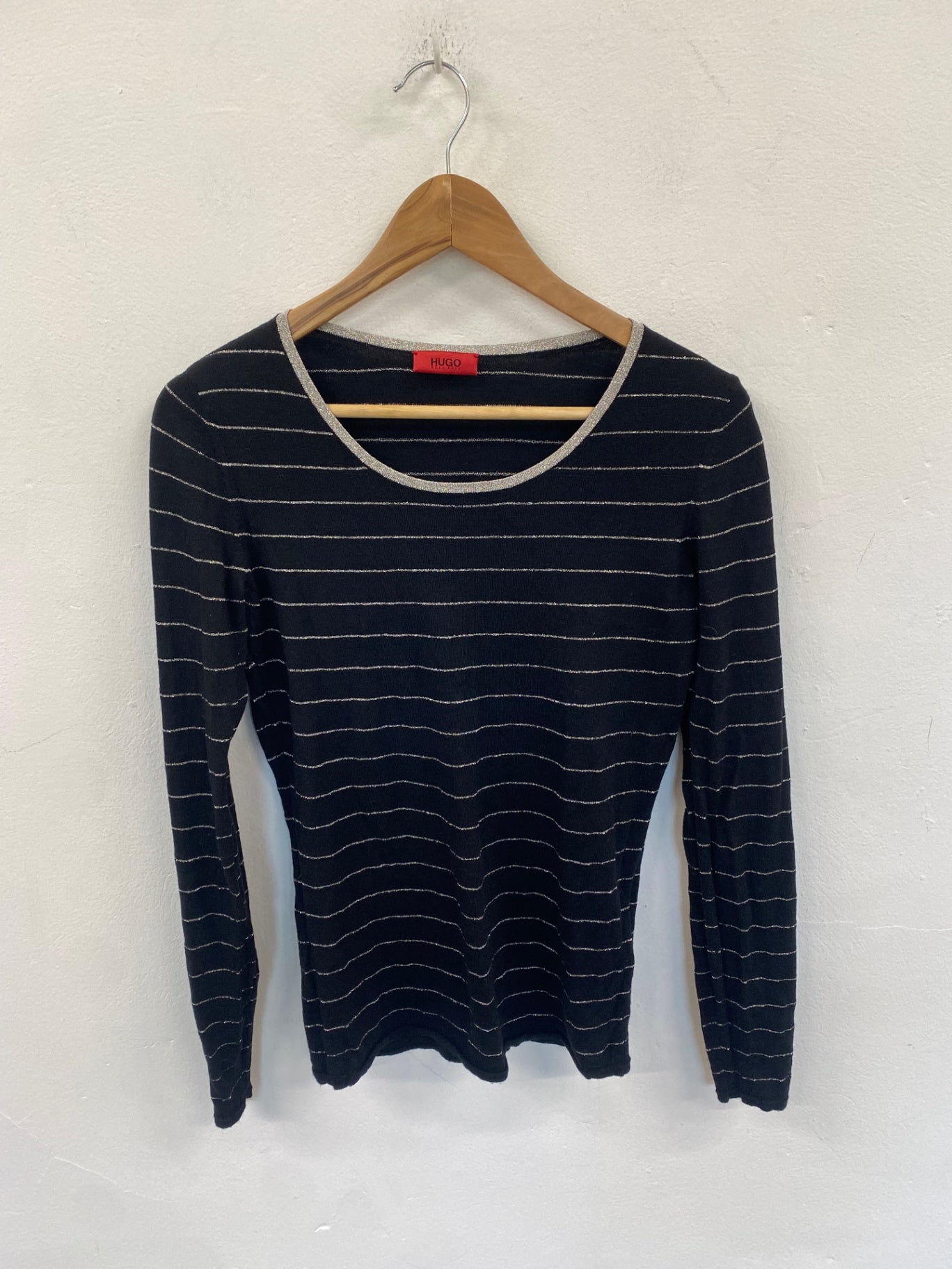 Fabulous Hugo Boss Y2K Sweater S Black silver stripe 00’s vintage