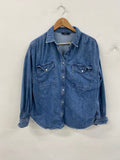 Fabulous Next Denim Shirt M Blue western pearl snap buttons cowboy CH600