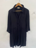 Gorgeous Hush ruffled shirt dress black UK10 soft summer Mediterranean chic CH600