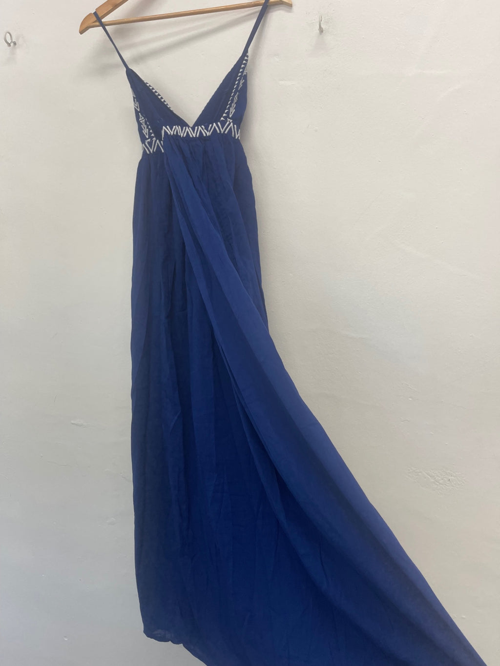 Fabulous Calzedonia beach maxi Dress Uk10 Blue Greek CH600