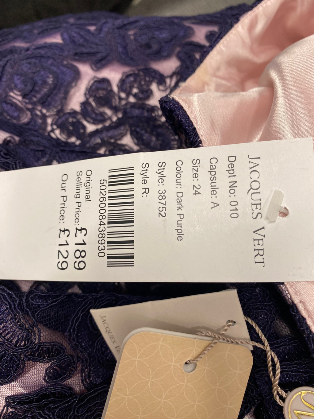 Fabulous Jacques Vert occasion event  Dress UK24 Dark Purple new AS602