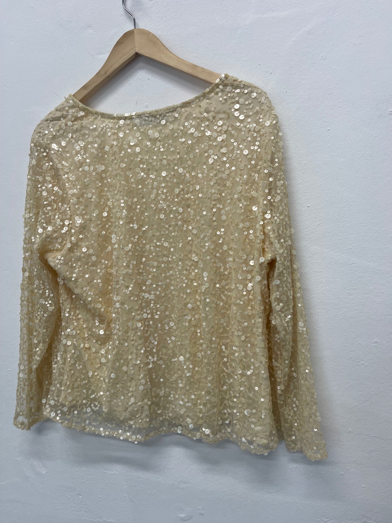 Fabulous Jacques Vert sequin  Blouse UkXL Cream/Beige Party occasion AS602