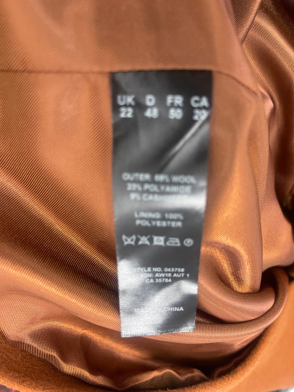 Fabulous Windsmoor cashmere blend  Overcoat UK22 tan brown AS602