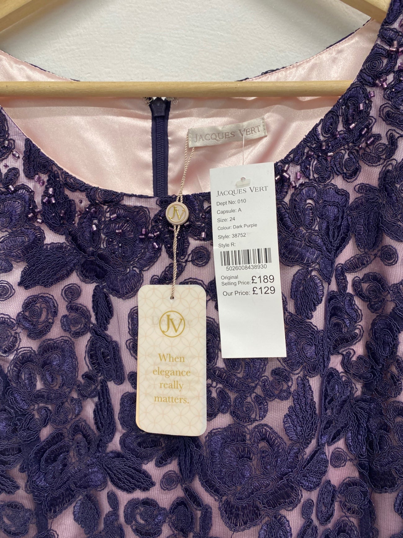 Fabulous Jacques Vert occasion event  Dress UK24 Dark Purple new AS602