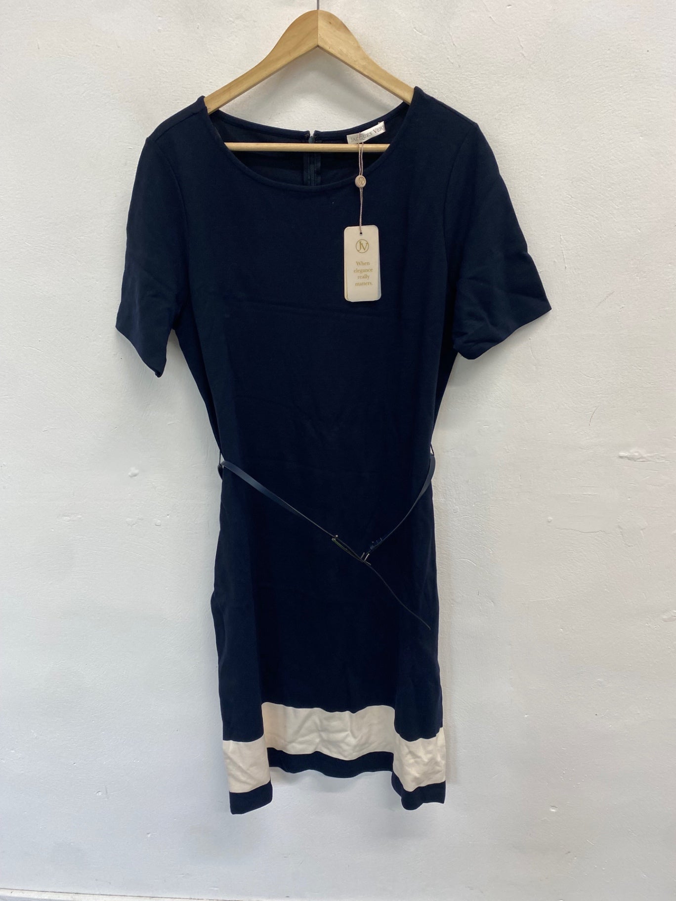 Fabulous Jacques Vert classic Dress UK18 Navy blue new AS602