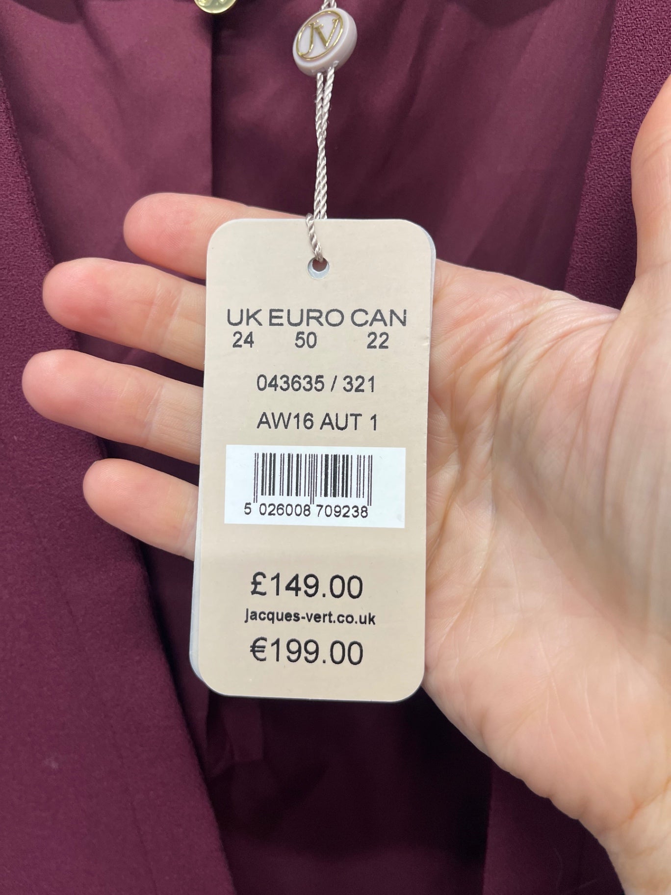 Fabulous Jacques Vert occasion Jacket UK24 Burgundy new AS602