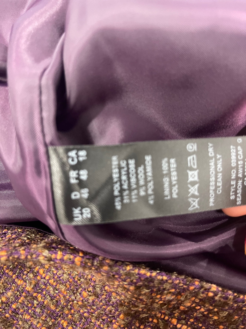 Fabulous EASTEX tweed traditional Skirt UK20 Purple & Orange AS602
