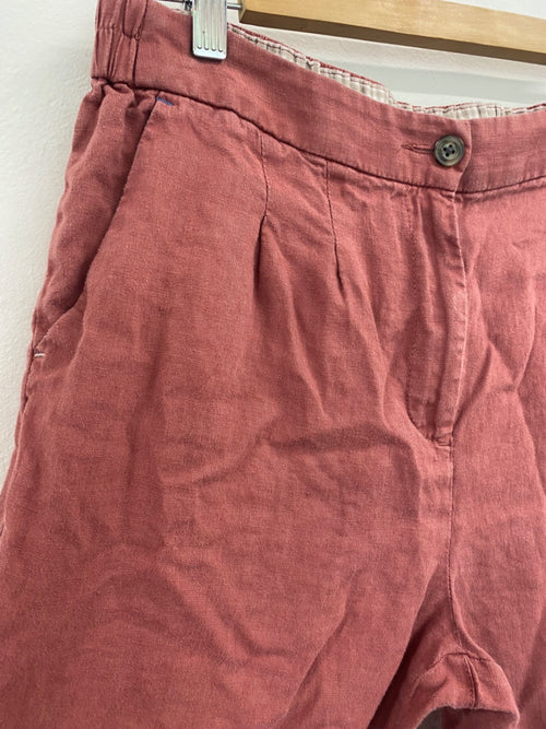 Fab white stuff red faded trousers linen summer Uk12 DF583