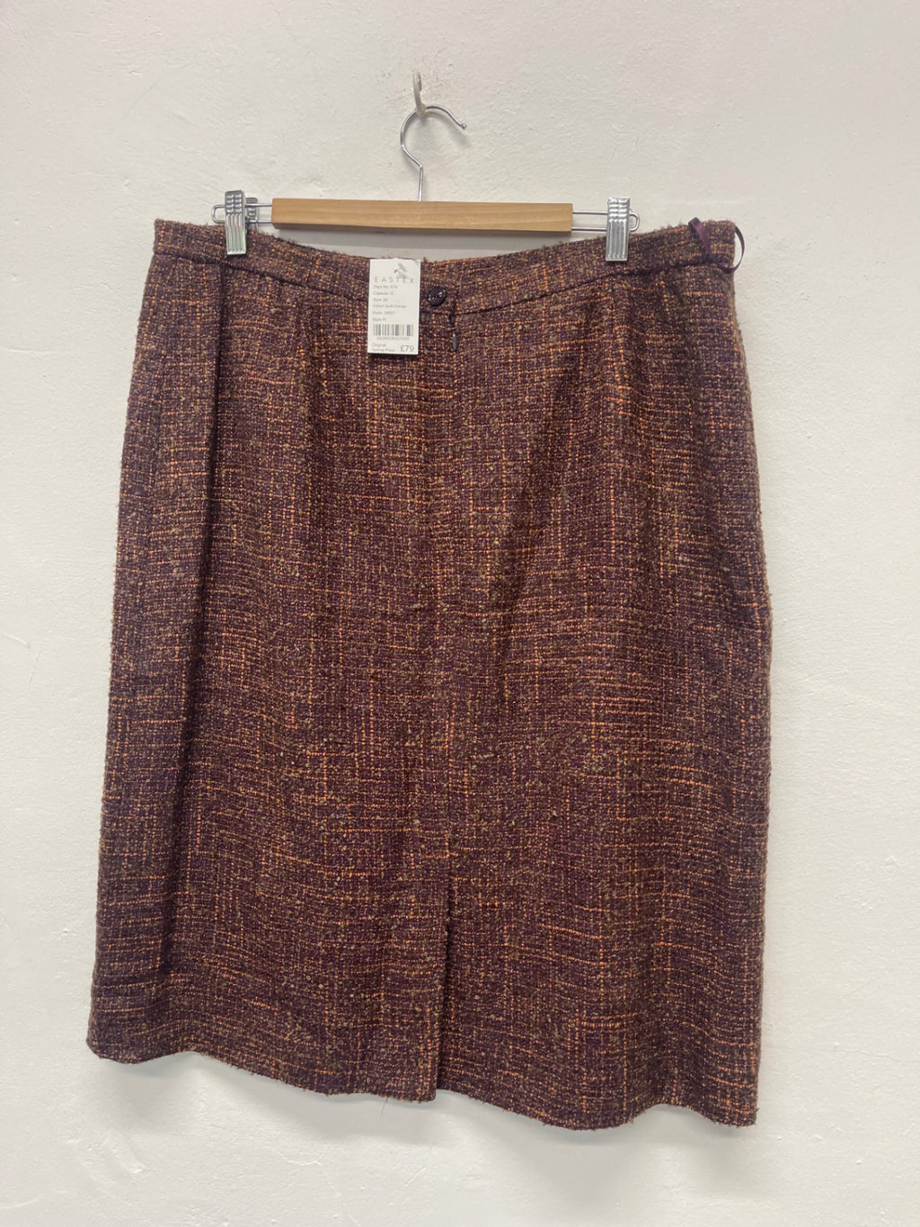 Fabulous EASTEX tweed traditional Skirt UK20 Purple & Orange AS602