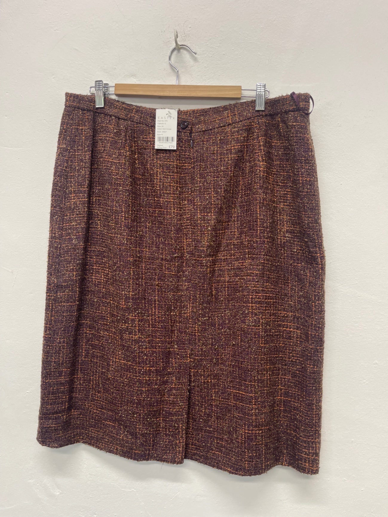 Fabulous EASTEX tweed traditional Skirt UK20 Purple & Orange AS602