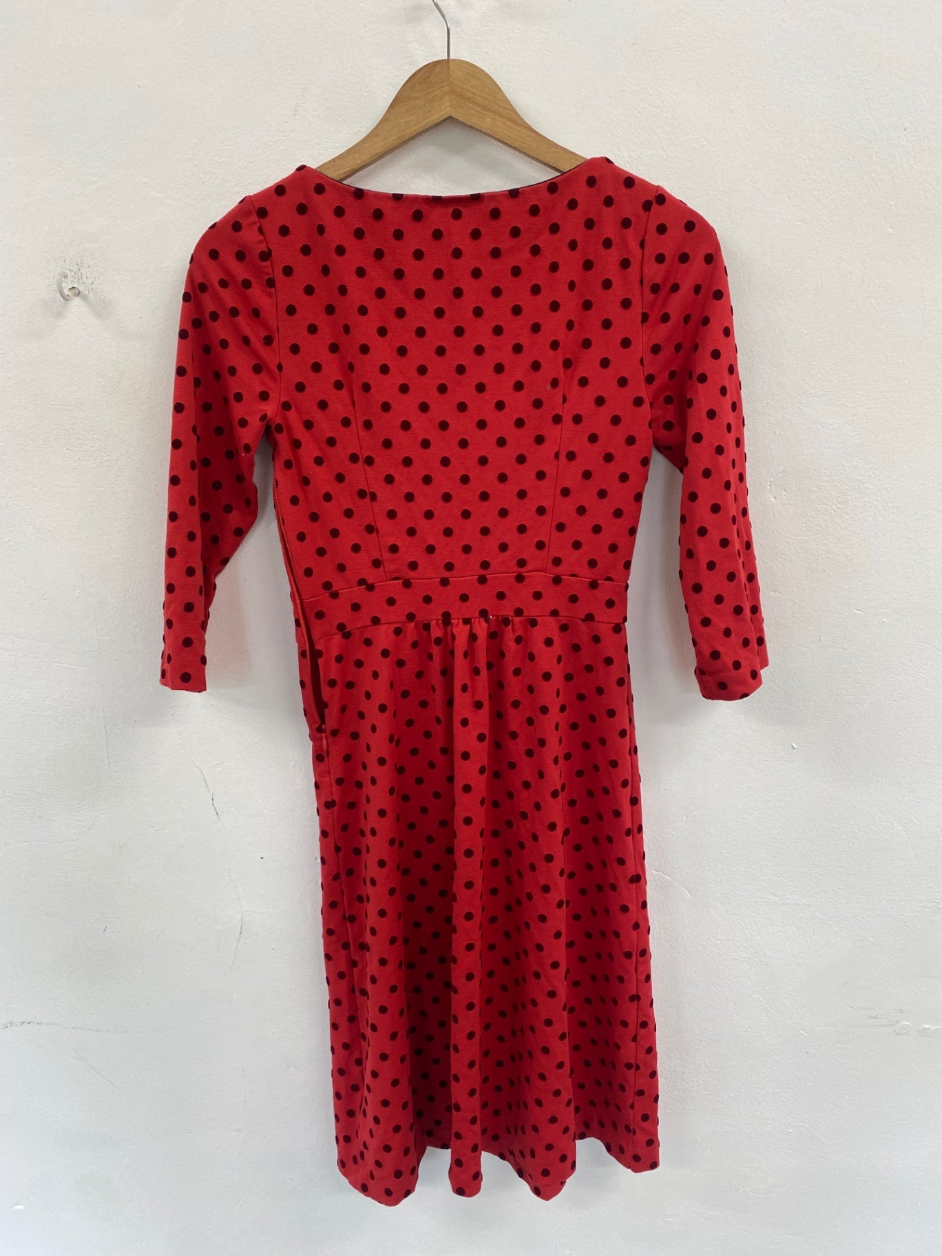 Gorgeous Boden red polka dress UK8L jersey casual day dress CH600