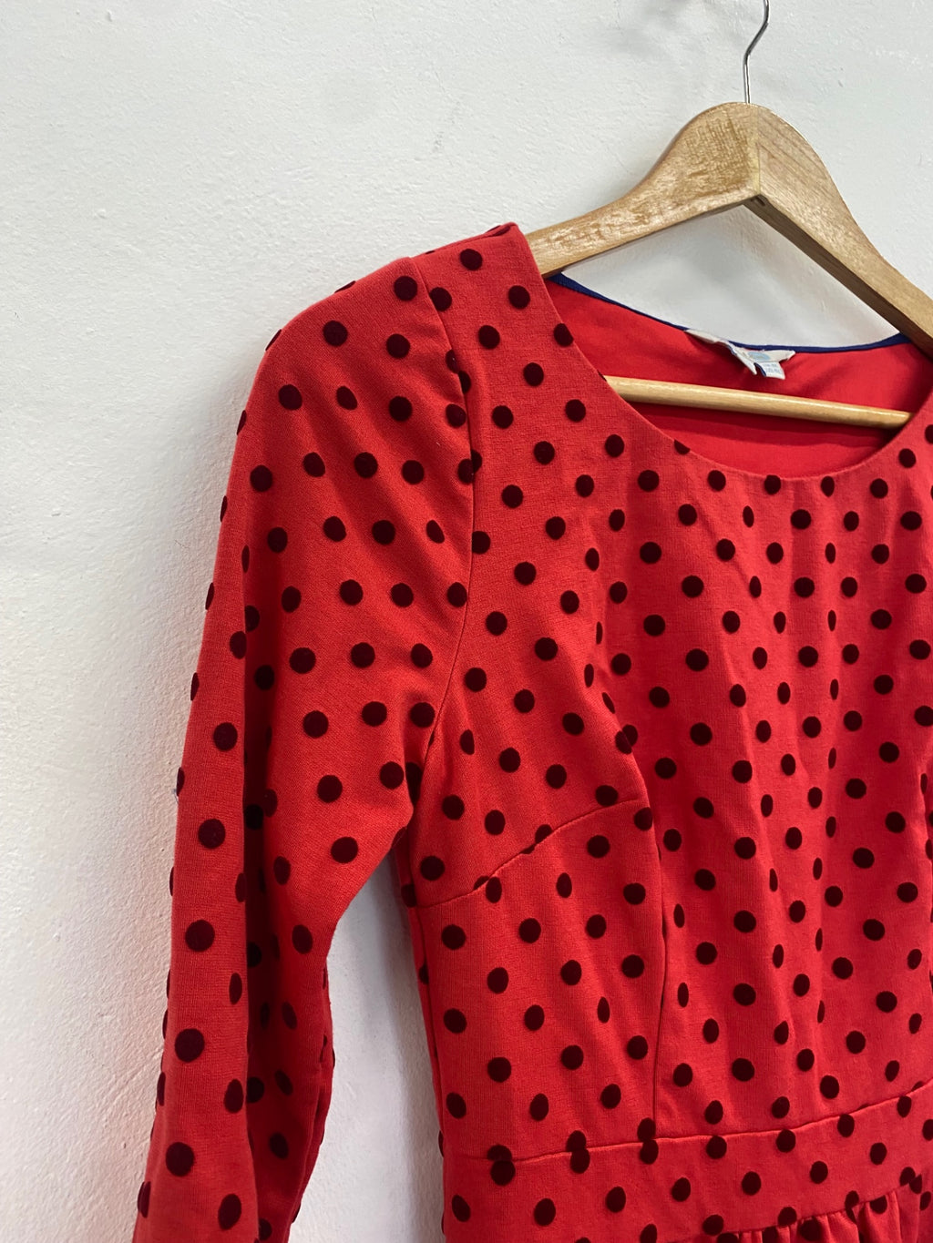 Gorgeous Boden red polka dress UK8L jersey casual day dress CH600