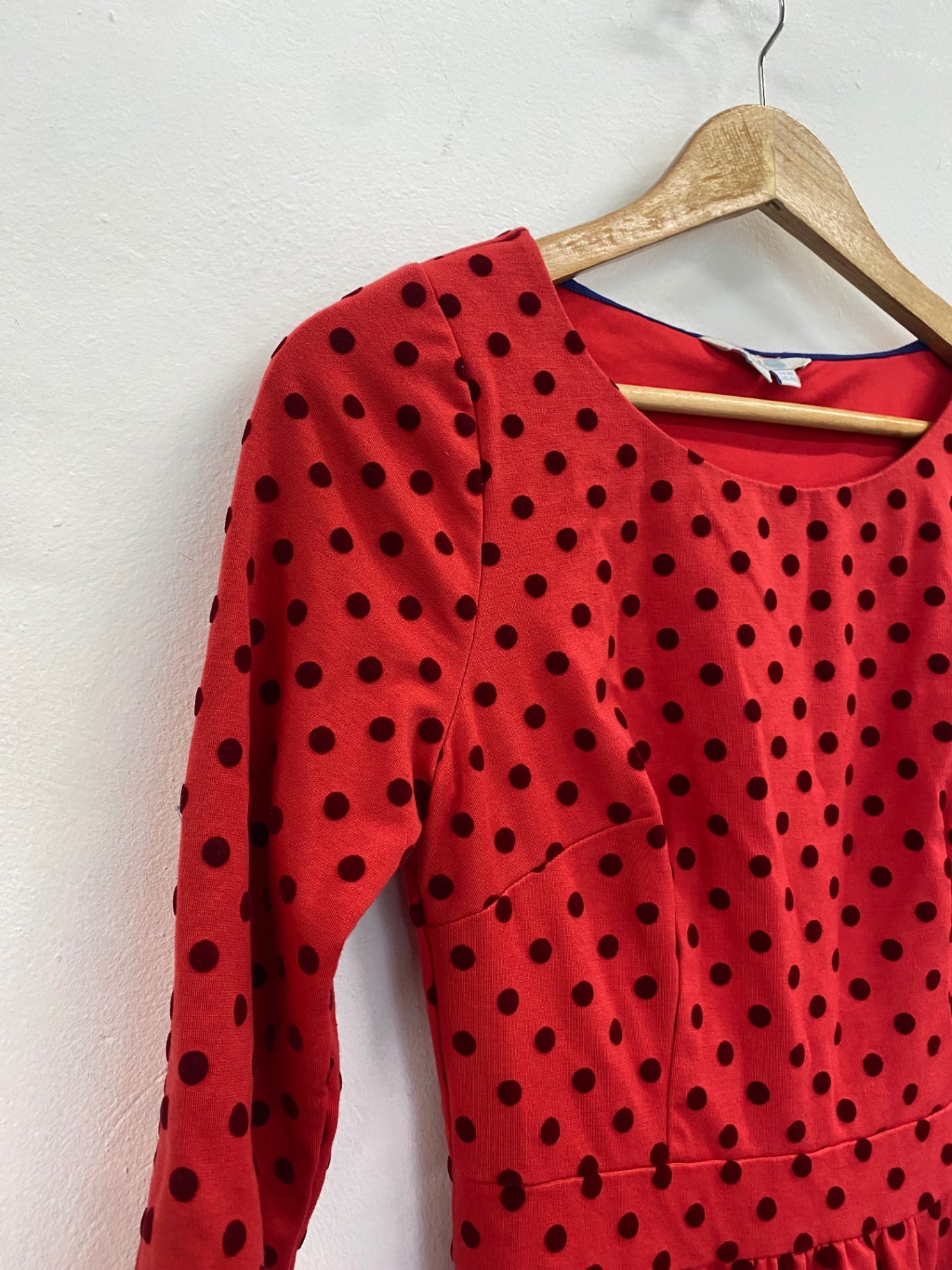 Gorgeous Boden red polka dress UK8L jersey casual day dress CH600