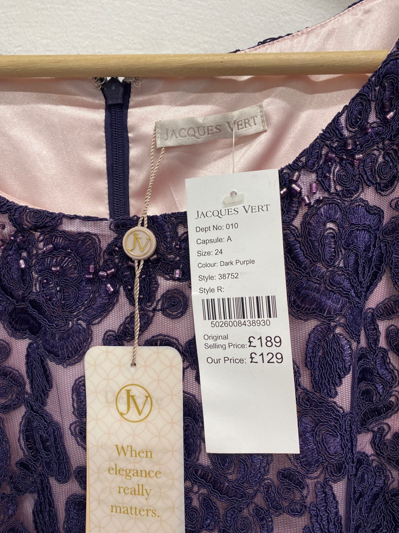 Fabulous Jacques Vert occasion event  Dress UK24 Dark Purple new AS602