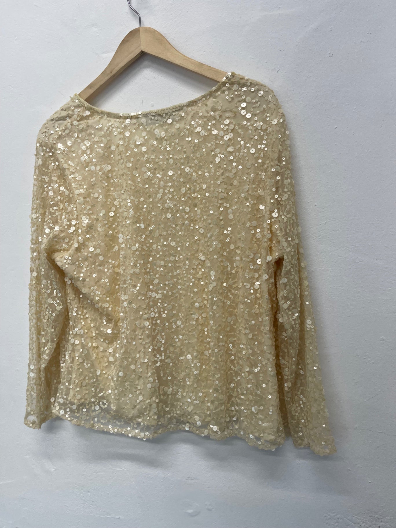 Fabulous Jacques Vert sequin  Blouse UkXL Cream/Beige Party occasion AS602