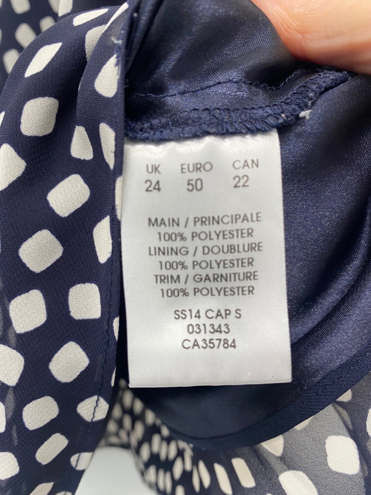 Fabulous JACQUES VERT occasion party Suit UK 22 Navy blue and white AS602