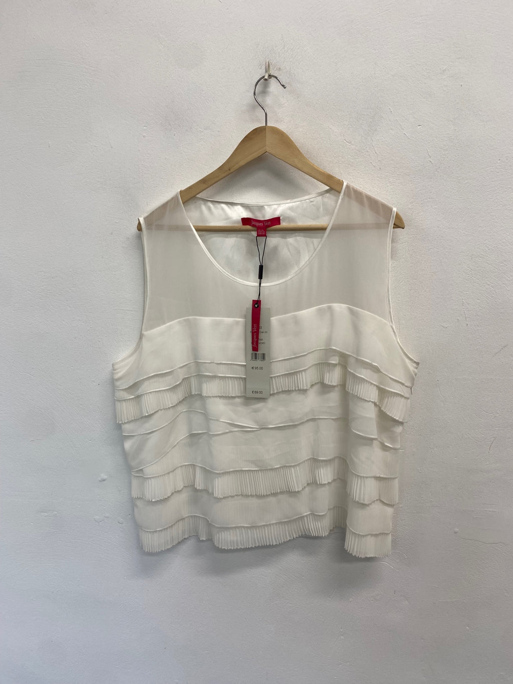 Fabulous Jacques Vert occasion party fringed Top UK 22 Ivory AS602