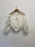 Fabulous Cami puff sleeve corset top appliqué sleeves UKL cream JW603