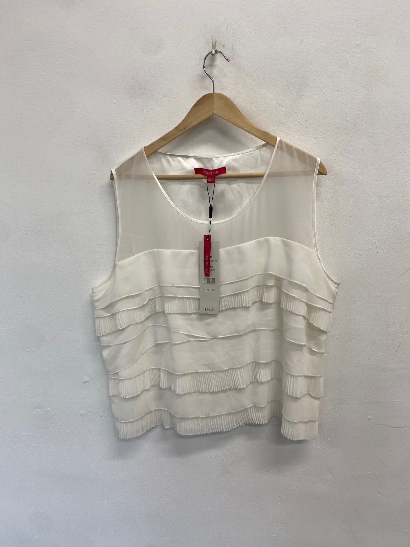 Fabulous Jacques Vert occasion party fringed Top UK 22 Ivory AS602