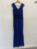 Fabulous Tadashi Shoji long evening Dress UK6-8 Blue Lace overlay JW603