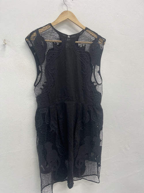 Fabulous Alice McCall boho lace mini Dress Uk8 Black JW603
