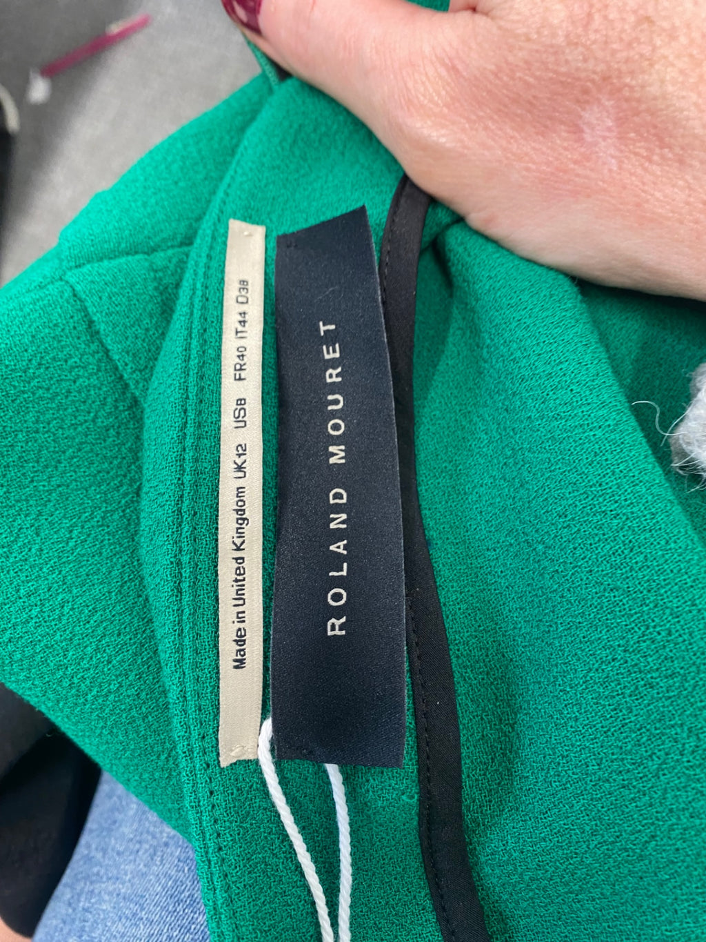 Fabulous ROLAND MOURET asymmetric Evening Dress UK12 emerald Green JW603